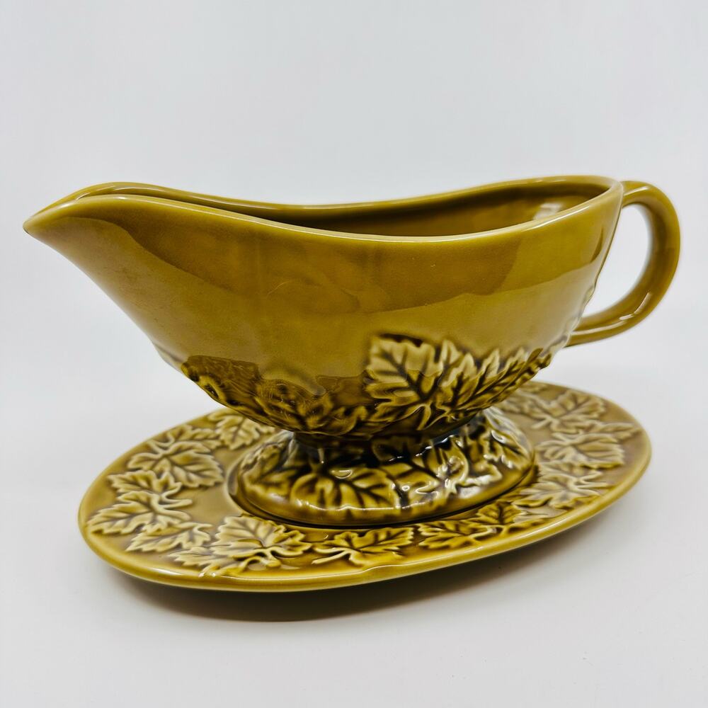 Roscher Autunno Gravy Boat Underplate Harvest Gold Stoneware Tuscan Kitchen